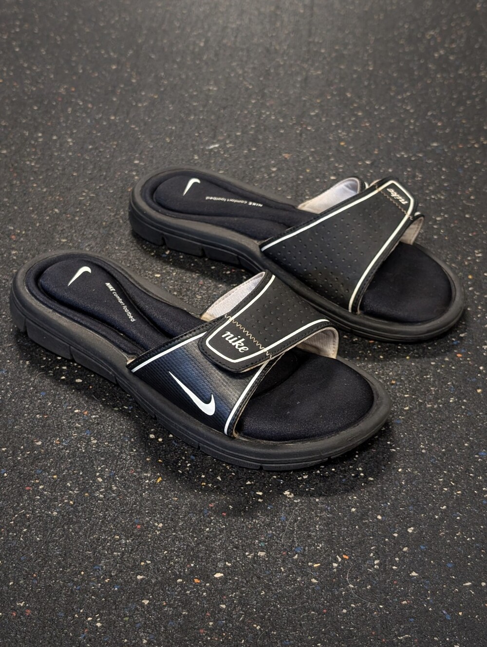 Nike comfort footbed black slide sandals.